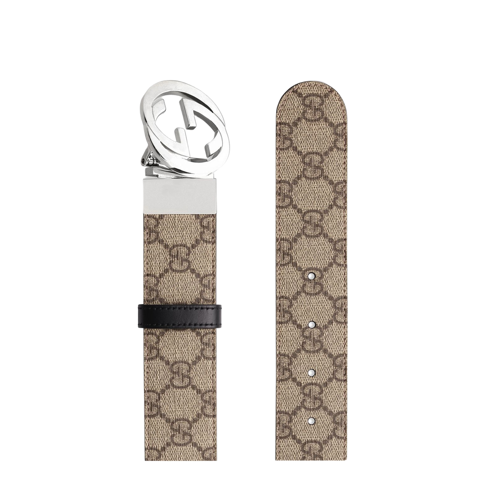 GG Supreme Black Leather Reversible Belt