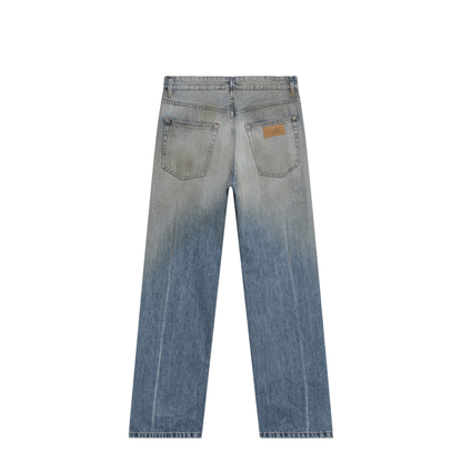 Straight-Leg Trompe-L'Œil Cotton Jeans In Medium Blue