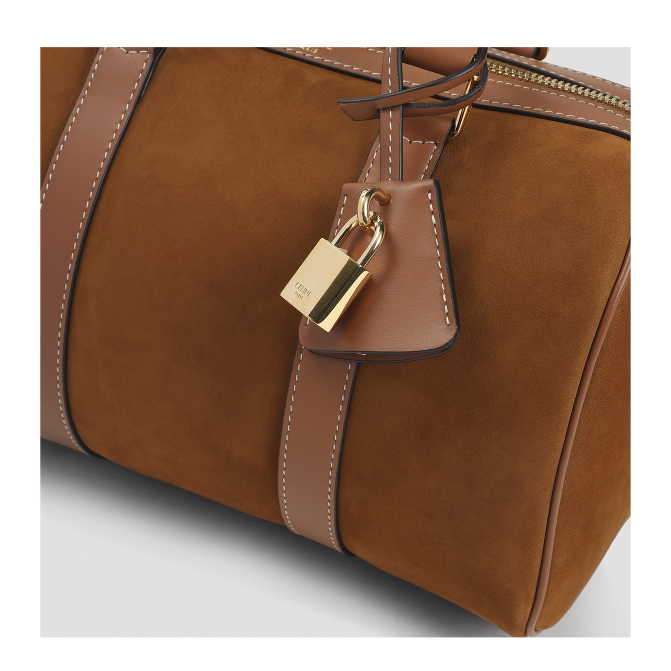 Medium Boston Nubuck Calfskin Handbag Brown