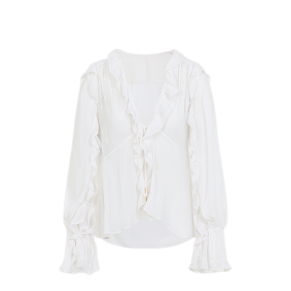 MAYFEYR - ALBERTA FERRETTI - Ivory White Creponne Shirt - A021116170003