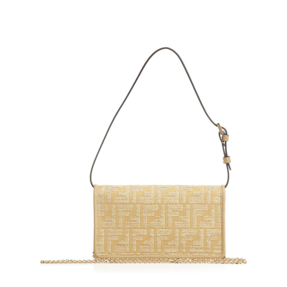 Wallet On Chain Baguette Fabric Beige