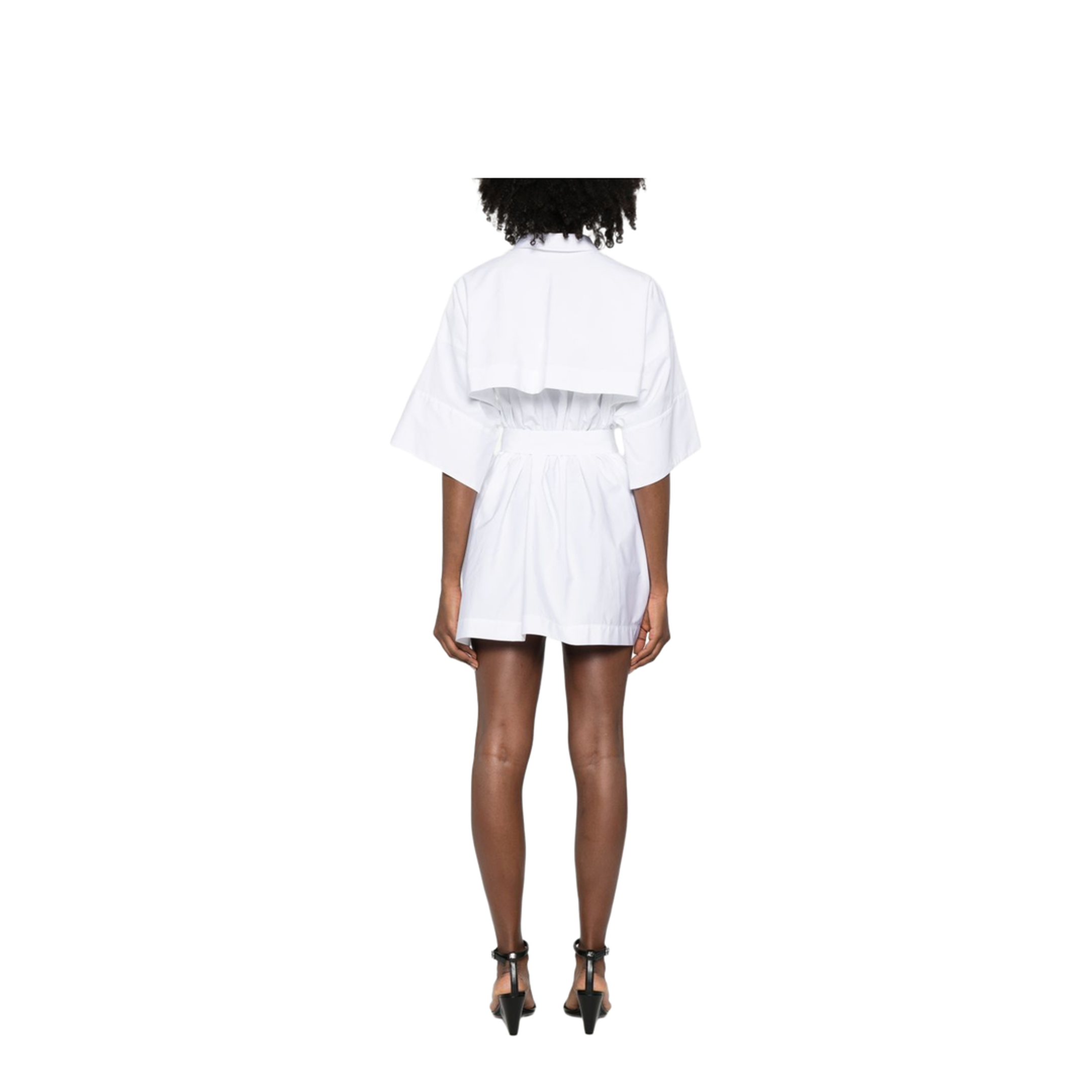 Mini Chemisier Dress in White Poplin