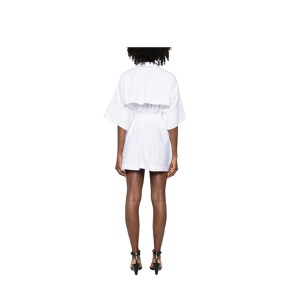 Mini Chemisier Dress in White Poplin