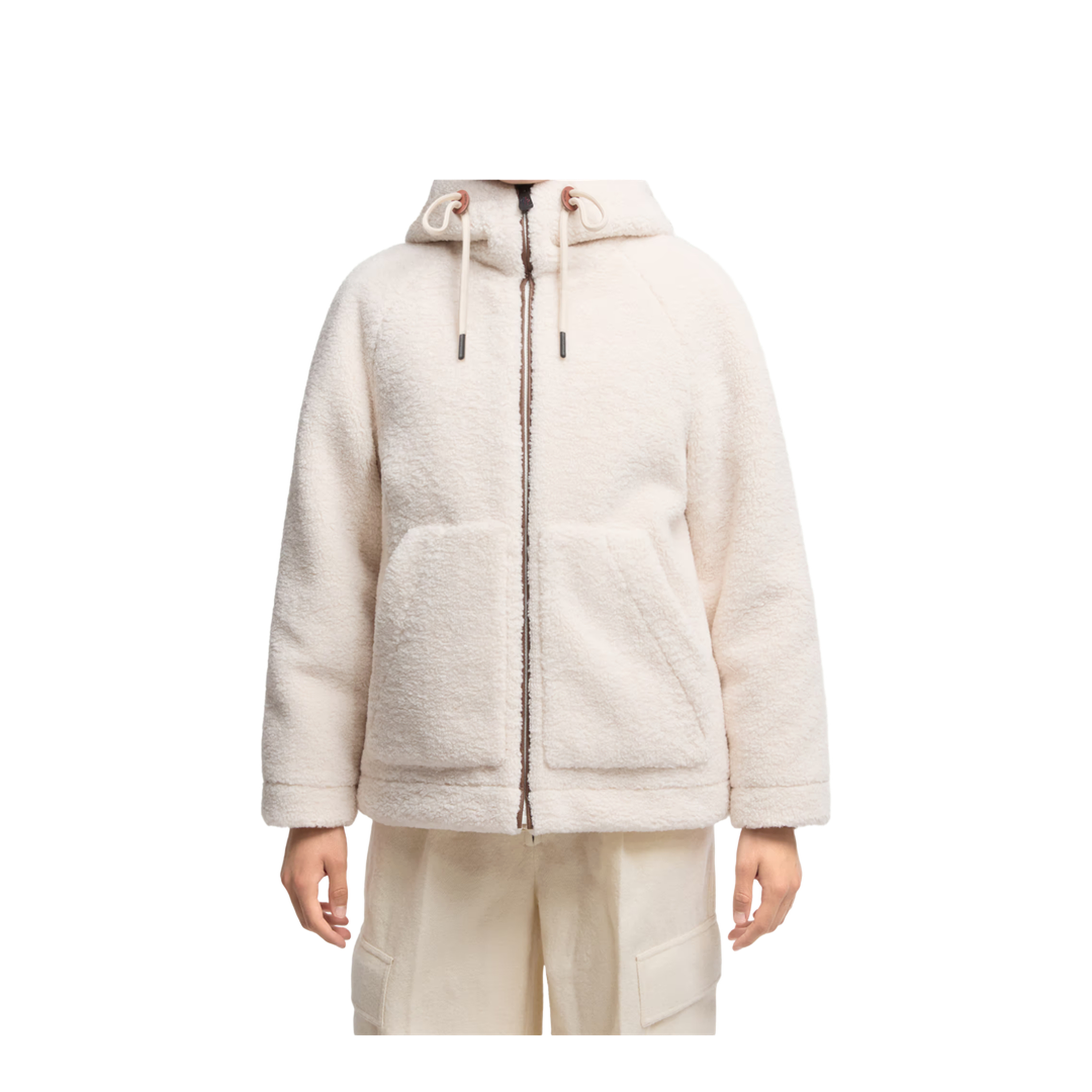 White Yushan Reversible Teddy Short Padded Jacket