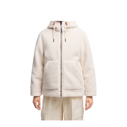 White Yushan Reversible Teddy Short Padded Jacket