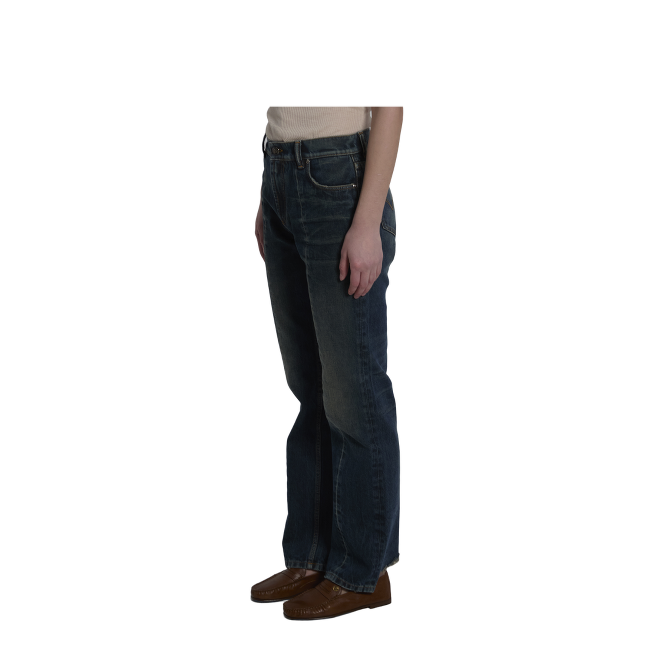 Women's Cotton Straight-Leg Jeans Blue
