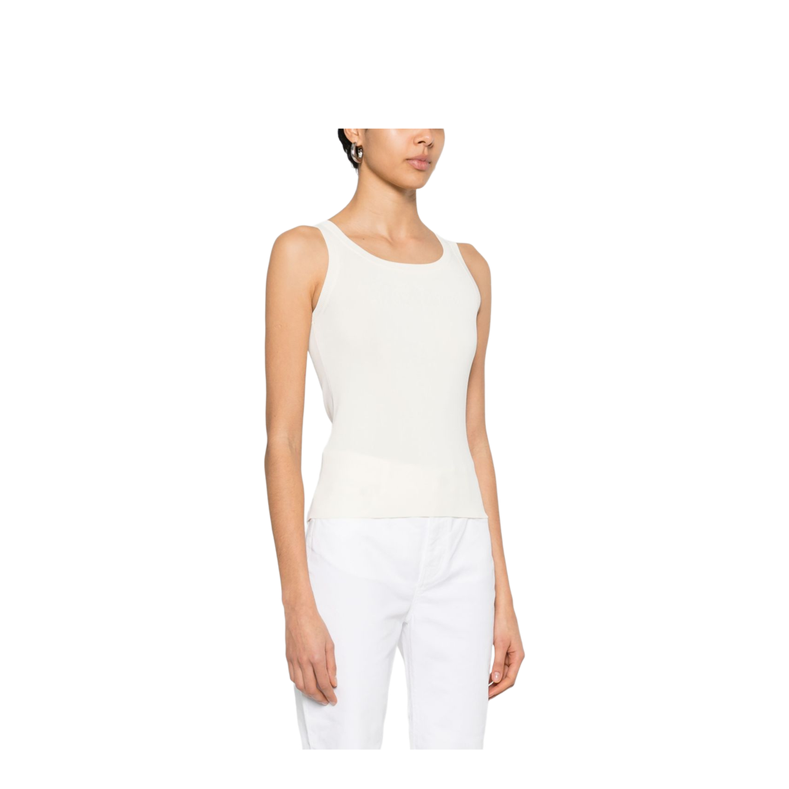 Pure Knitted Tank Top In Beige