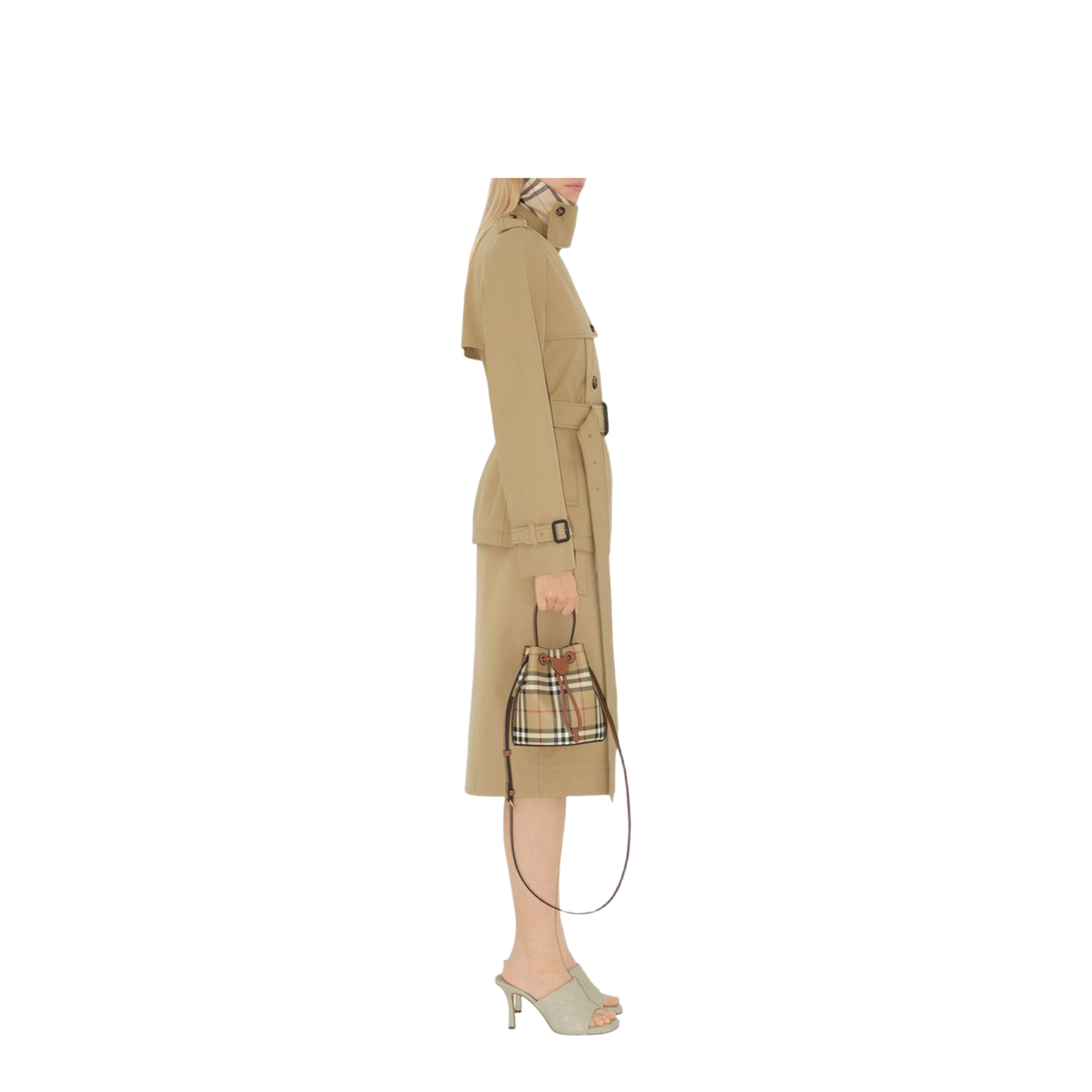 Check Mini Bucket Bag