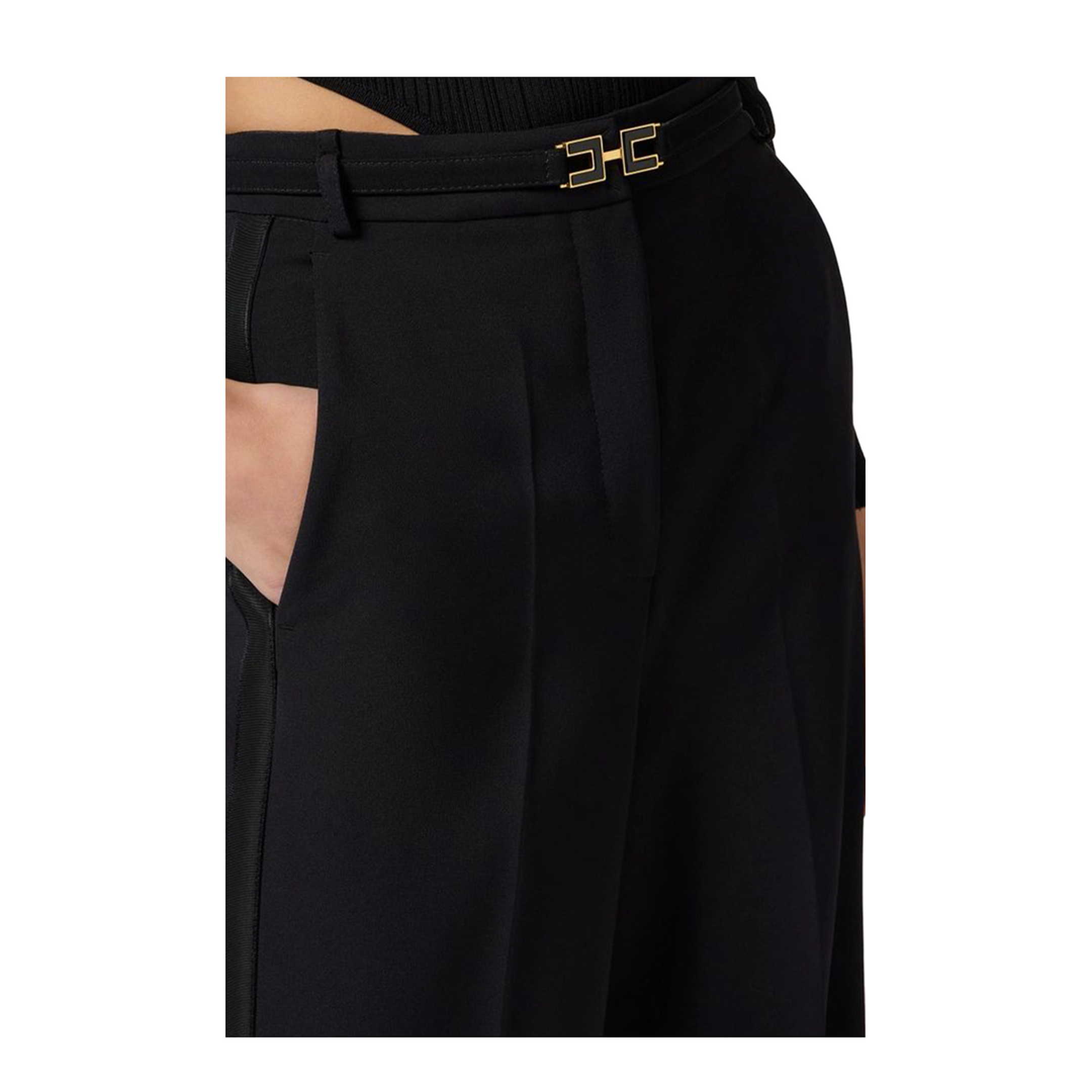 MAYFEYR - Elisabetta Franchi - Black Trousers - PA08751E2110