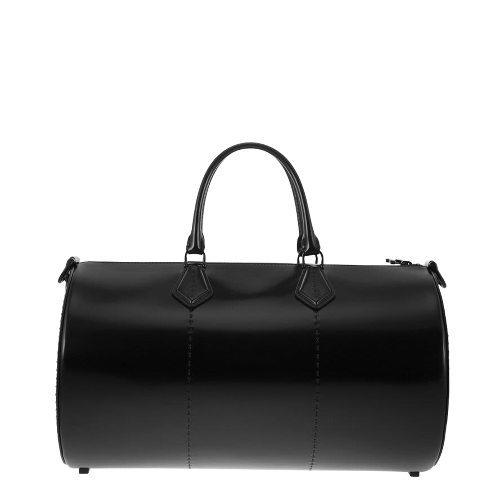 Black Leather Brushedrolll Handbag
