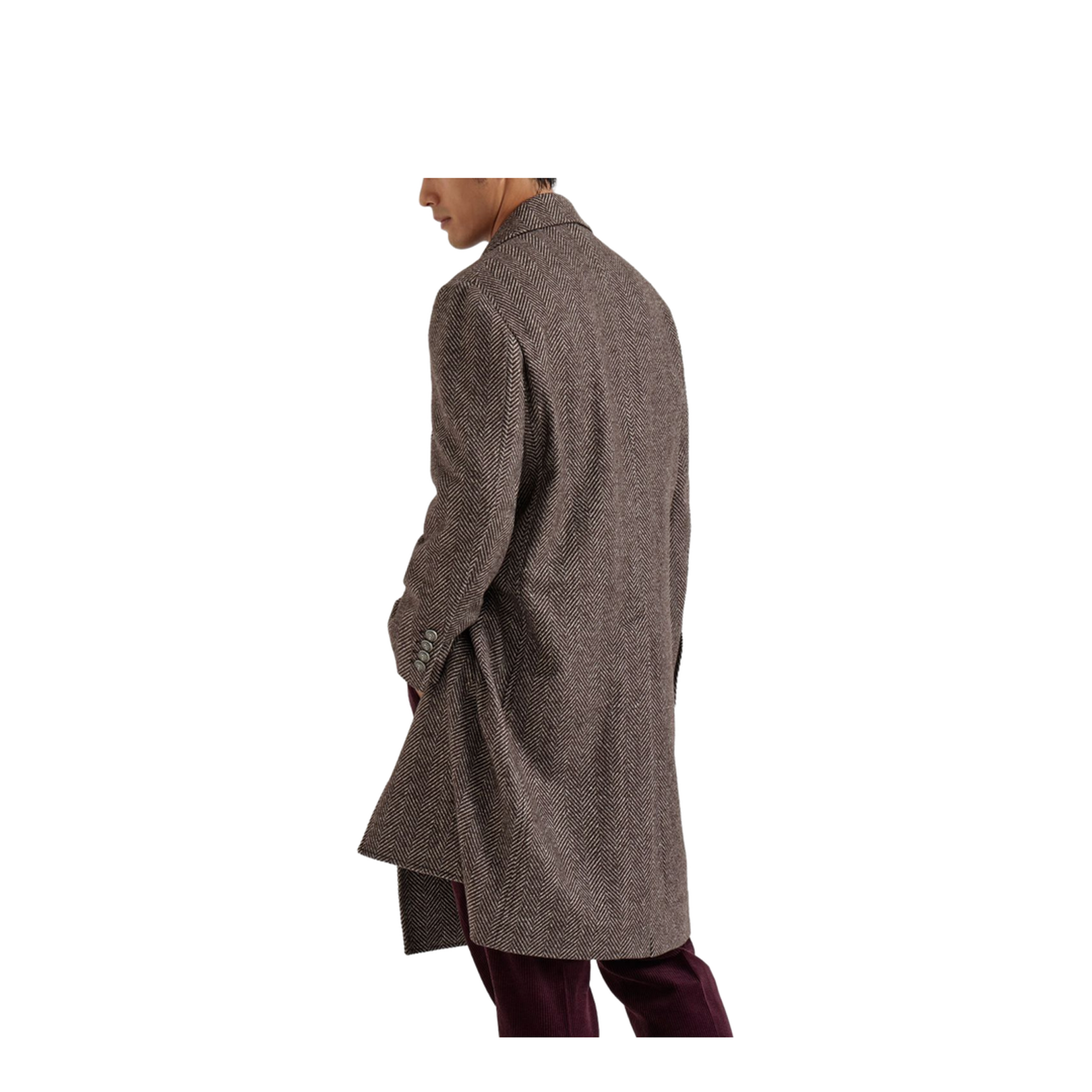 Beige Coat with Frontal Logo Buttons Closure