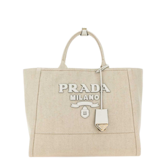 Large Canvas Shopping Bag - Naturale Bianco