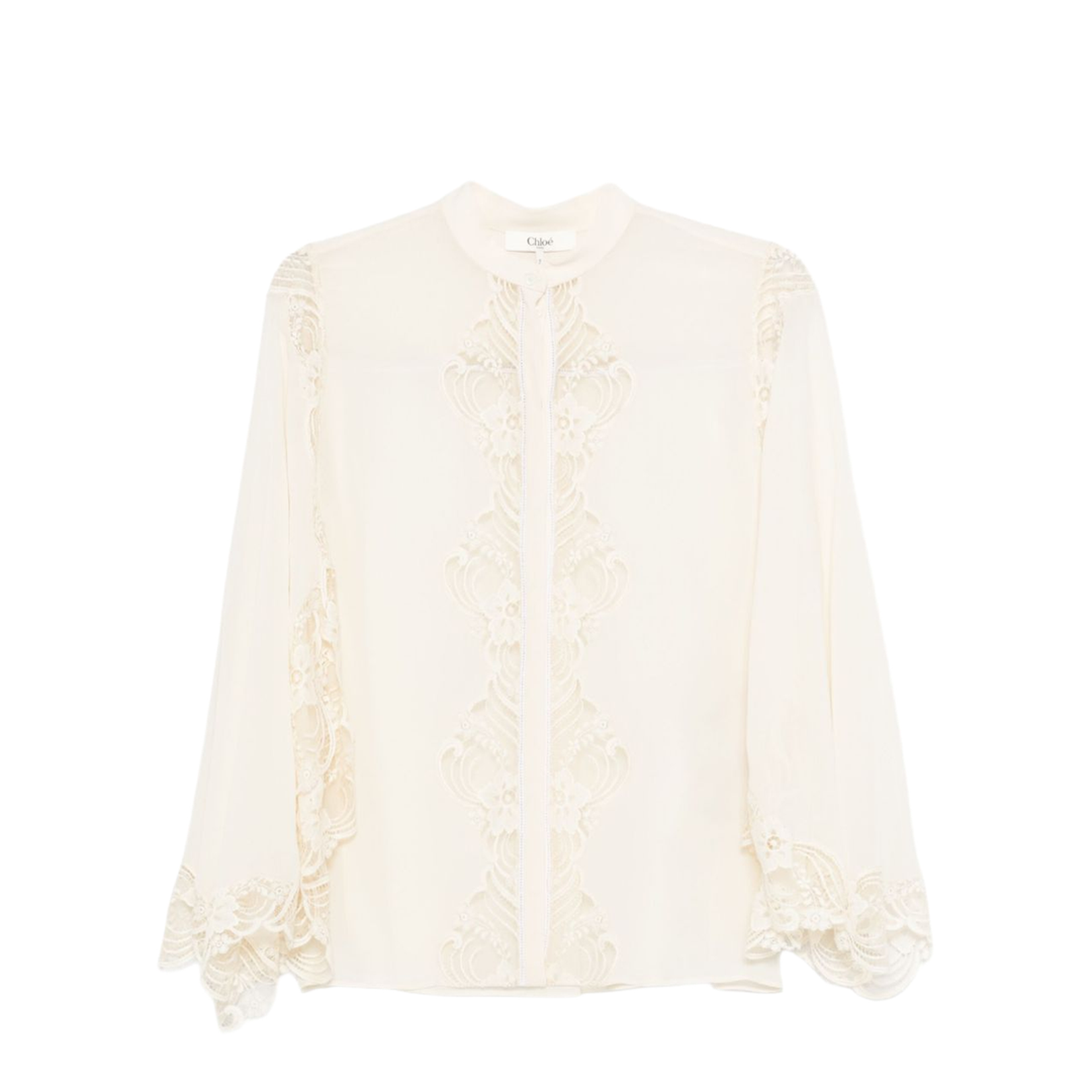 Fluid Blouse in Silk Georgette & Lace