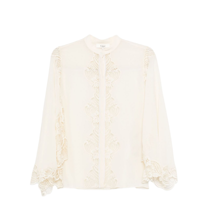 Fluid Blouse in Silk Georgette & Lace
