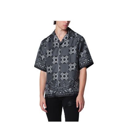 MAYFEYR - Amiri - Check Camp Checked Silk Camp Shirt In Black - AMTOSH1203SI001
