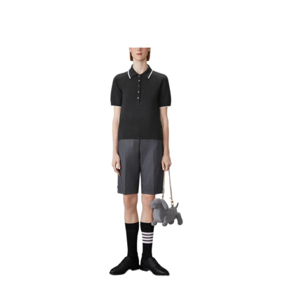 MAYFEYR - Thom Browne - Jersey Intarsia Classic Ss Polo In Cashmere - FKP127AY2001025