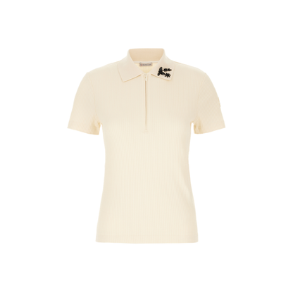 Cotton Polo Shirt With Handmade Beads