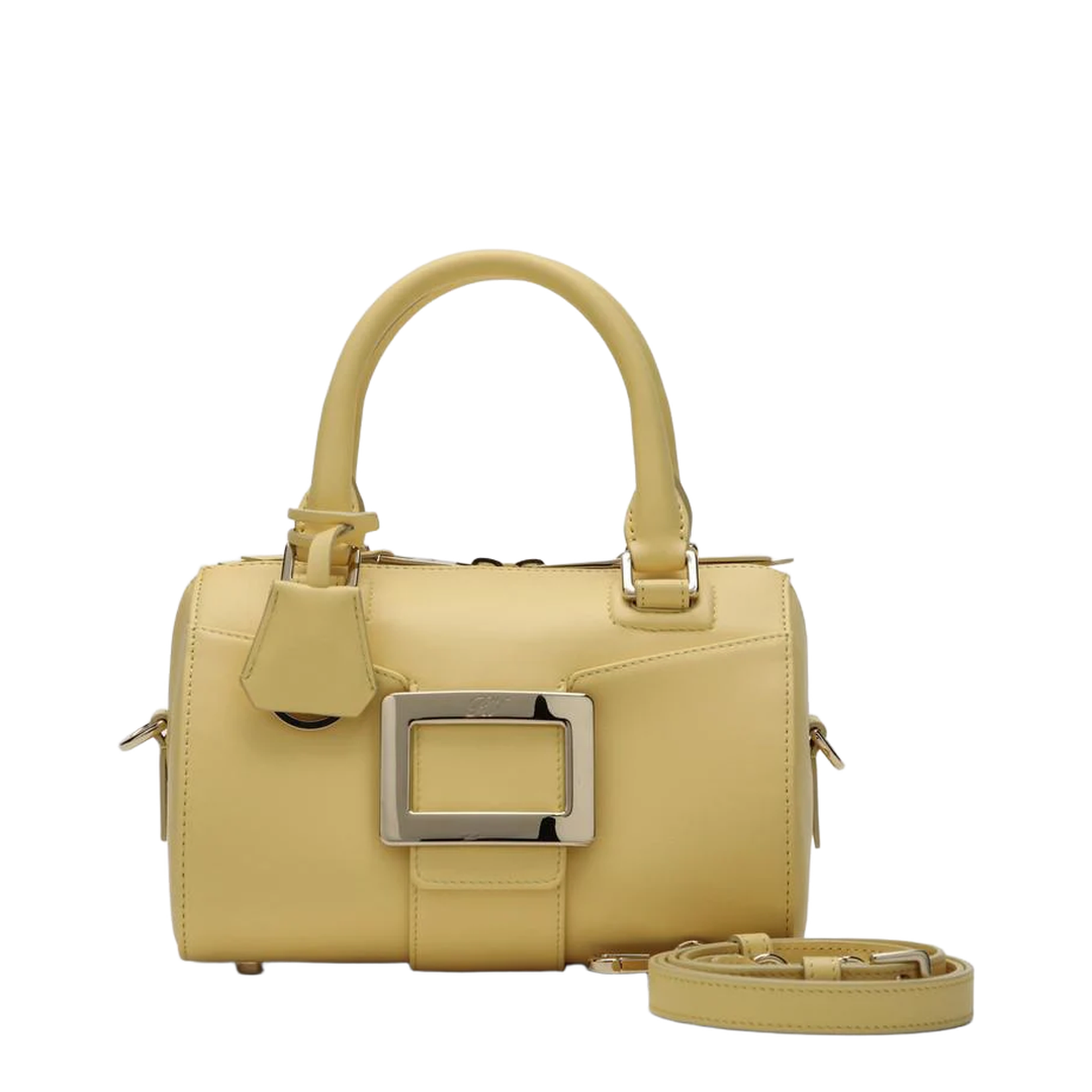 Yellow Leather Bowling Bag