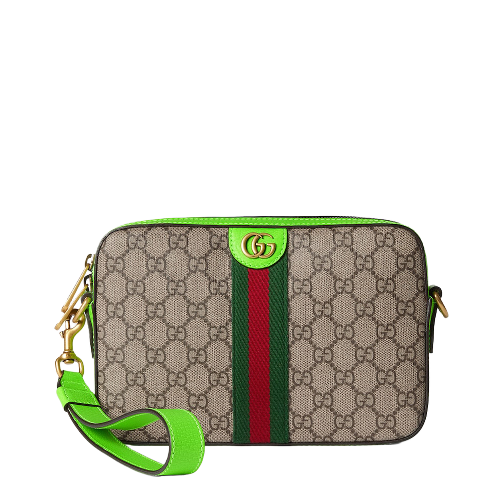 Ophidia Small Canvas Crossbody Bag - Green