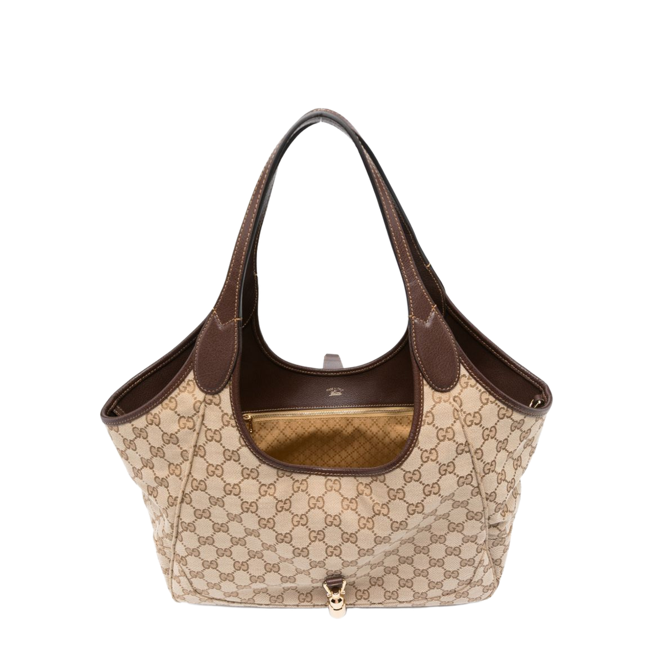 Mercato Medium GG Canvas Tote Bag - Sand & Dark Brown