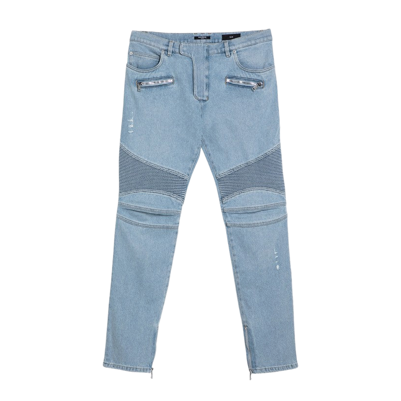 Light Blue Denim Biker Jeans