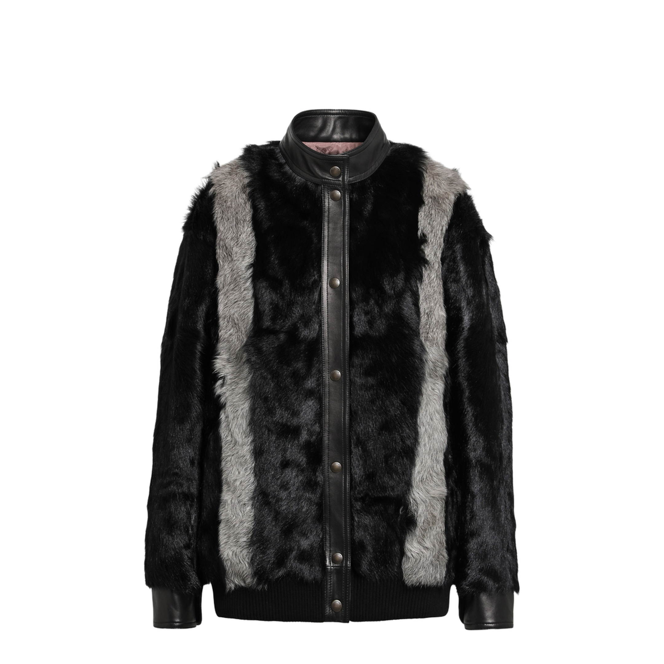 MAYFEYR - Valentino - Black Grey Shearling And Leather Jacket - 9B3NB26ZAASG51
