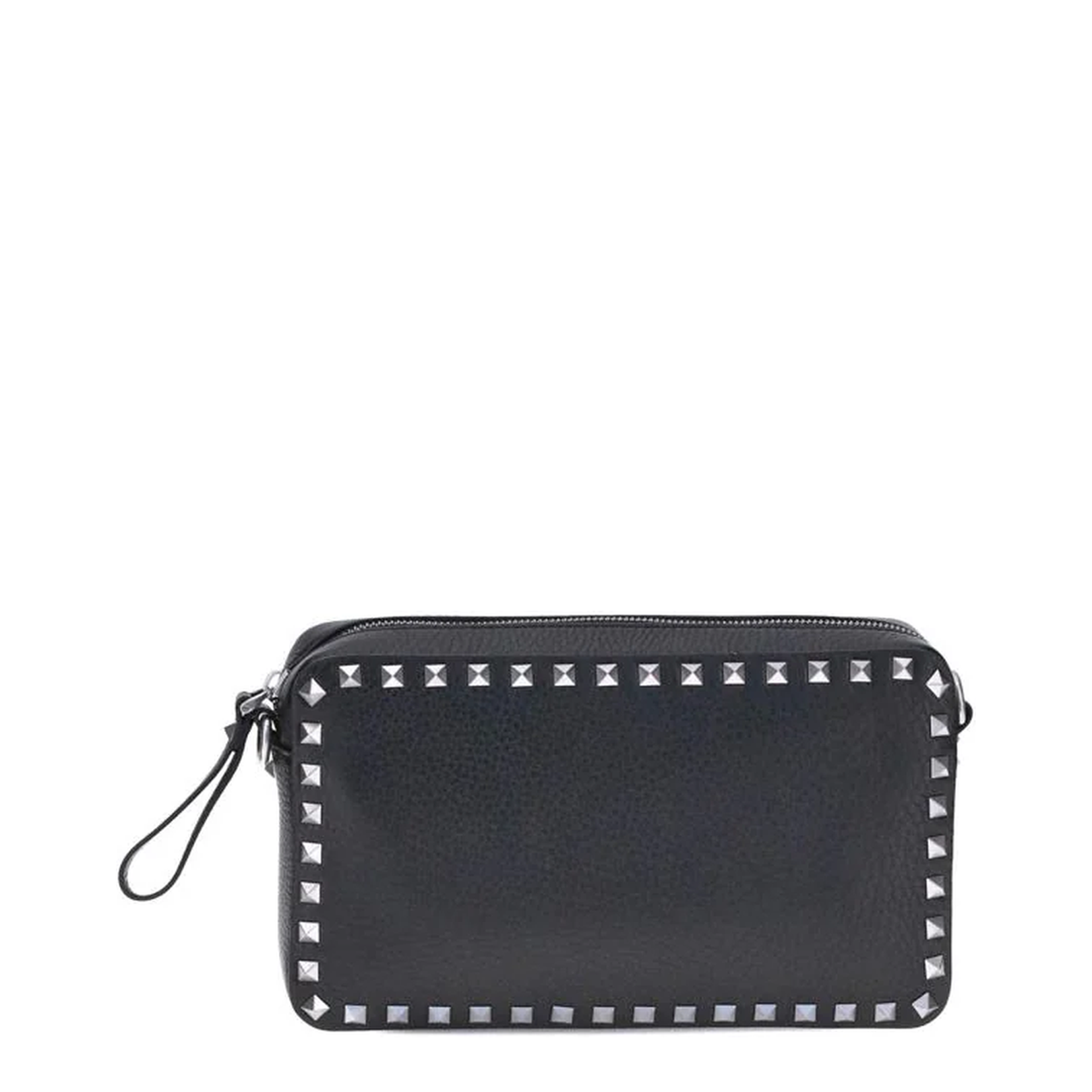 Grained Leather Rockstud Shoulder Bag