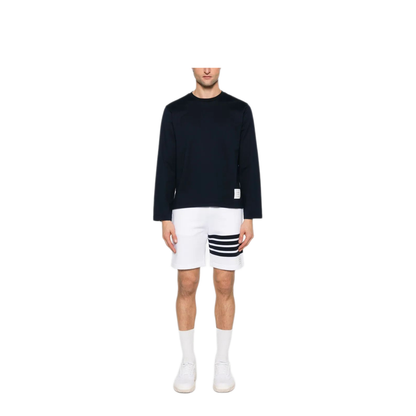MAYFEYR - Thom Browne - Oversized Long Sleeve Tee With Rwb Knit Trim In Medium Weight Jersey - MJS289A00042415