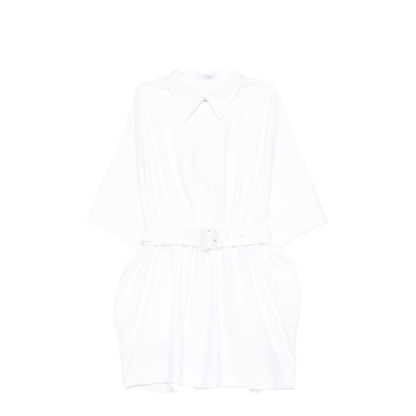 Mini Chemisier Dress in White Poplin