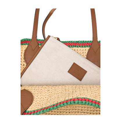 Woven Medium Tote Bag in Natural Straw-Effect