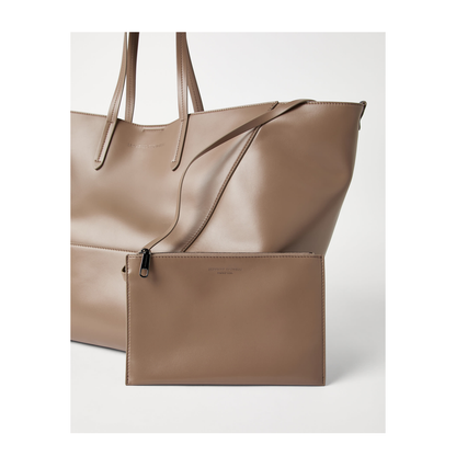 Large Calfskin Duo Bag in Hazelnut