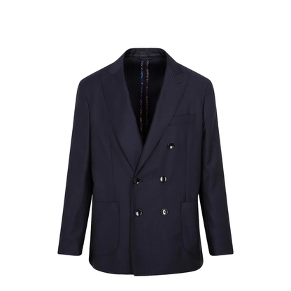 Double Breasted Blazer in Blue Wool
