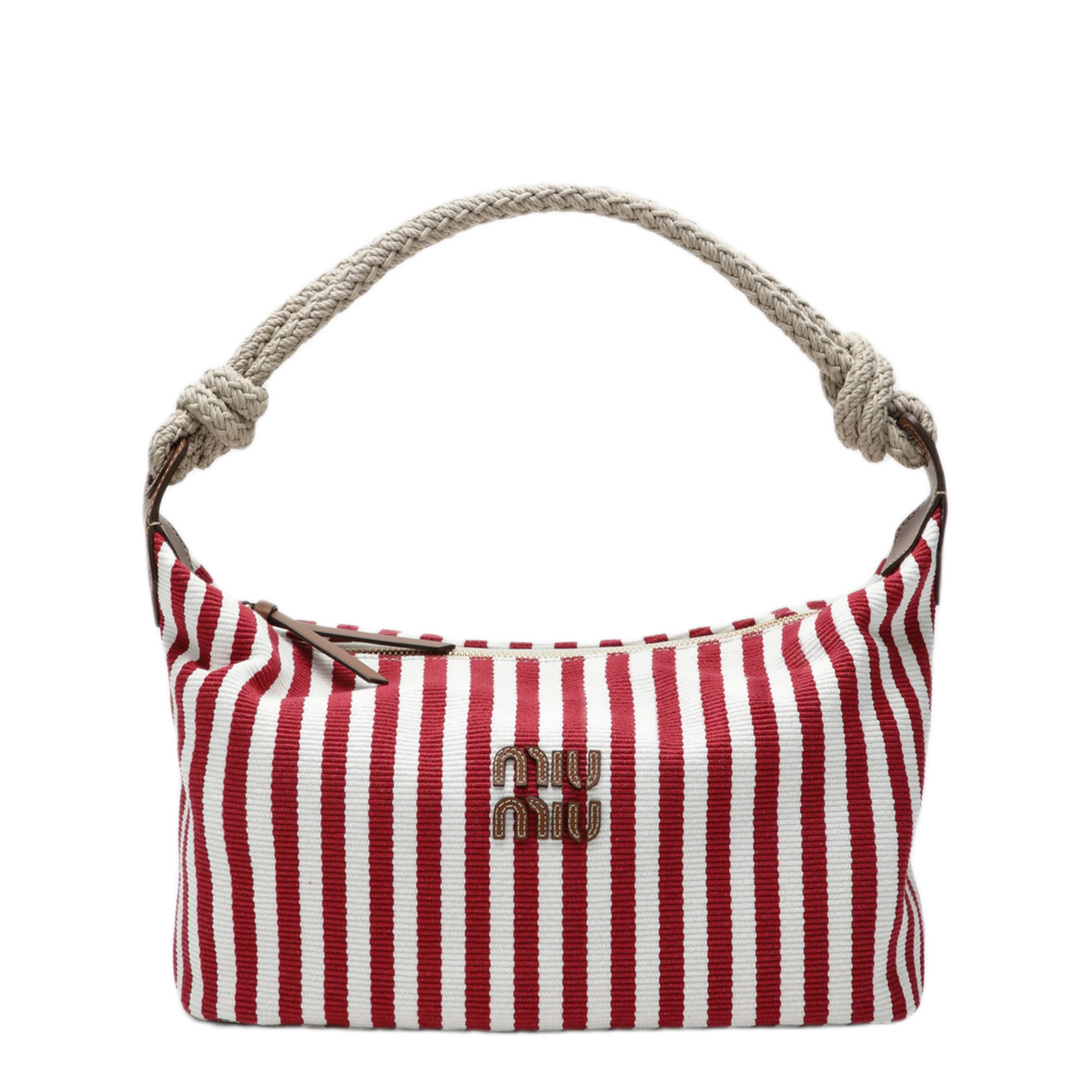 MAYFEYR - Miu Miu - Ruby/Cognac Striped Canvas Bag - 5BC196ILO2I0GF0ZIZ