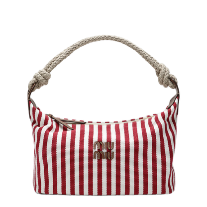 MAYFEYR - Miu Miu - Ruby/Cognac Striped Canvas Bag - 5BC196ILO2I0GF0ZIZ