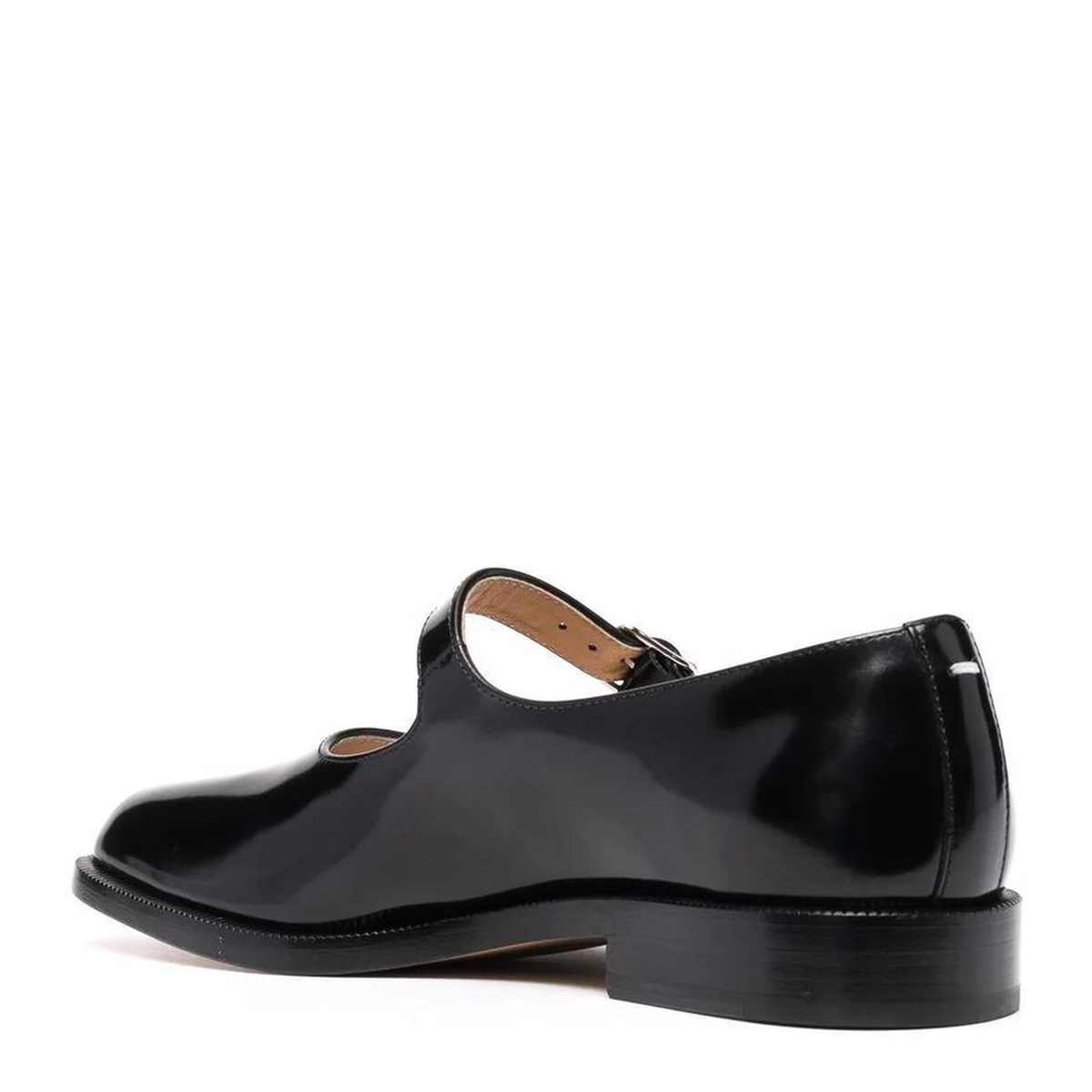 Black Leather Tabi Mary-Jane Shoes