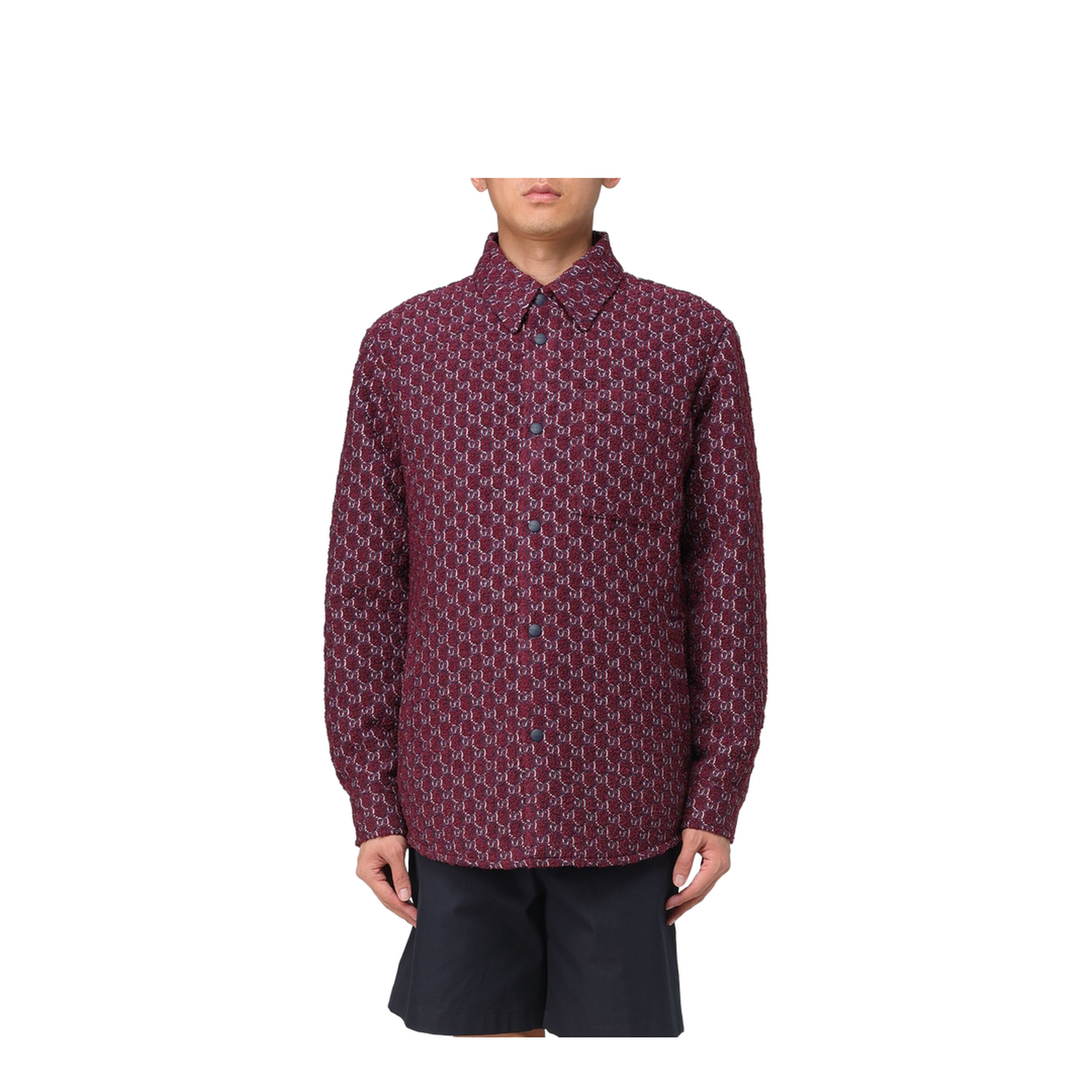 Burgundy Bouclé Padded Shirt