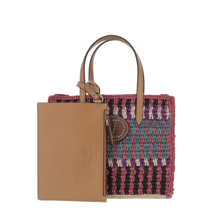 Multicolor Crochet VLogo Handbag