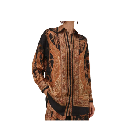 Hypnotic Satin Shirt Denim Paisley