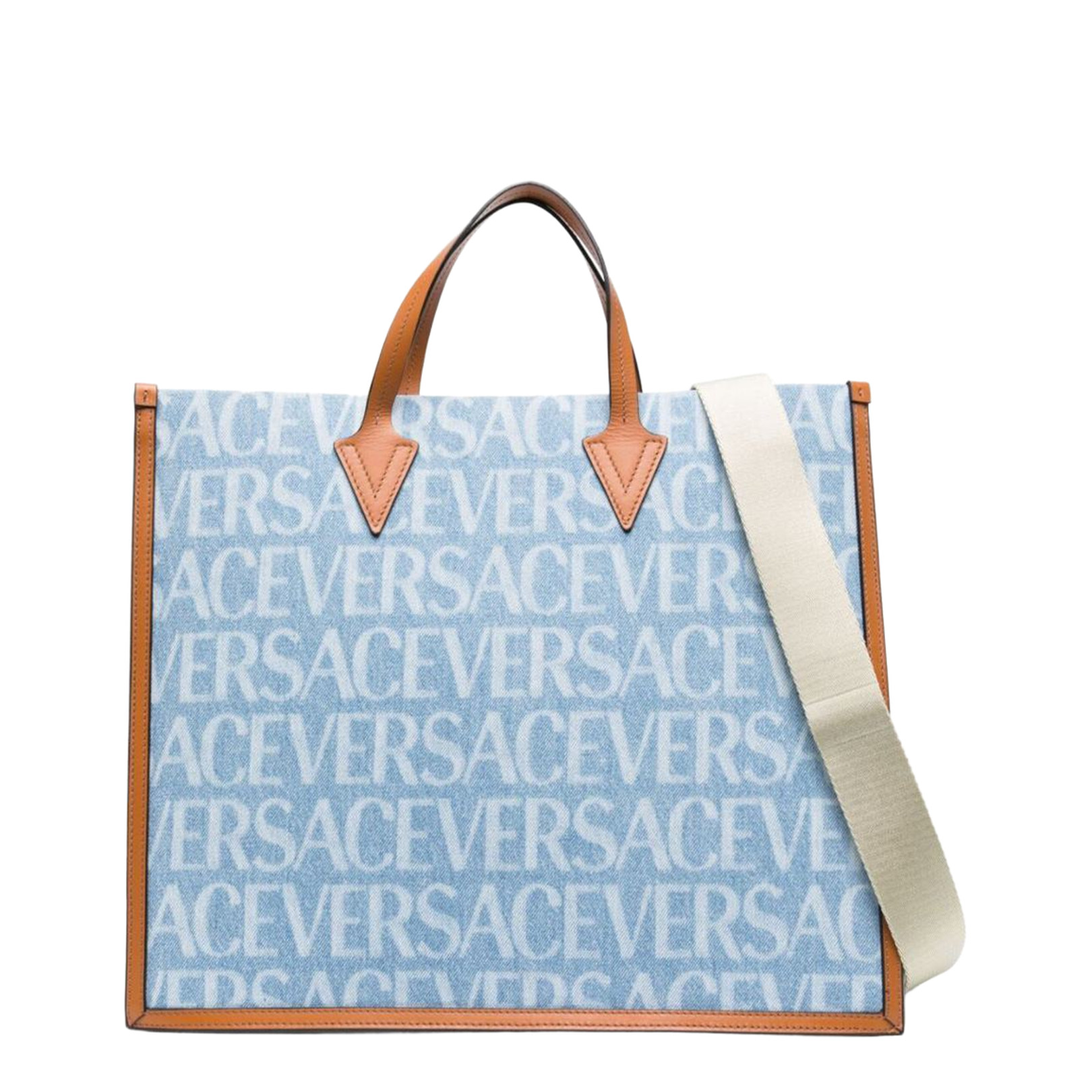 Denim Allover Logo Tote