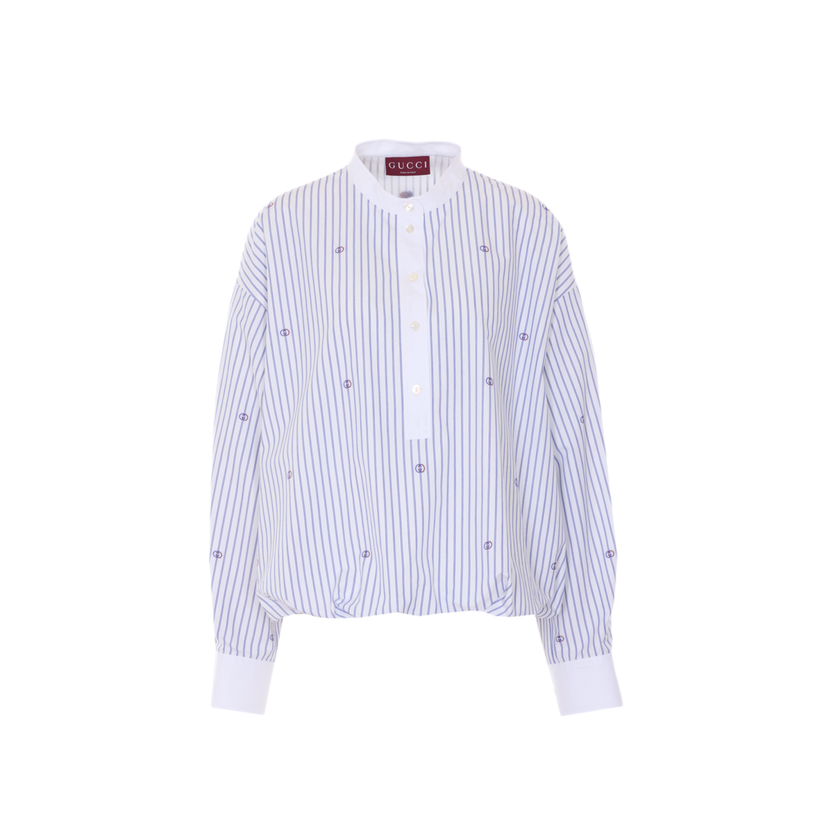 MAYFEYR - Gucci - Purple Striped Cotton Blouse With Gg Embroidery - 855774ZAUBX9098