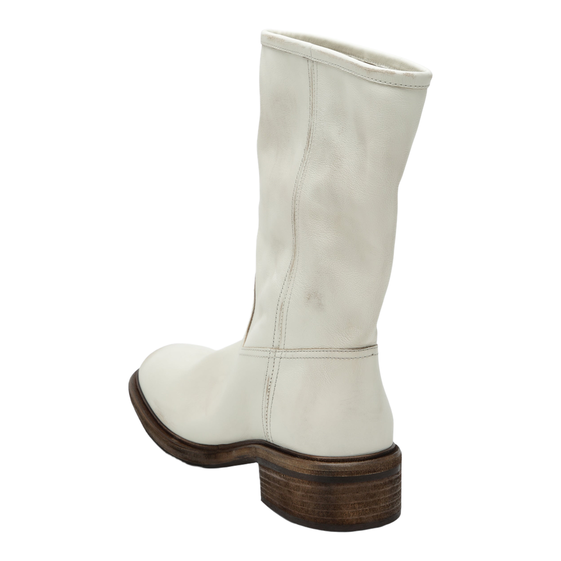 Talc-Colored Boots In Aged-Effect Leather