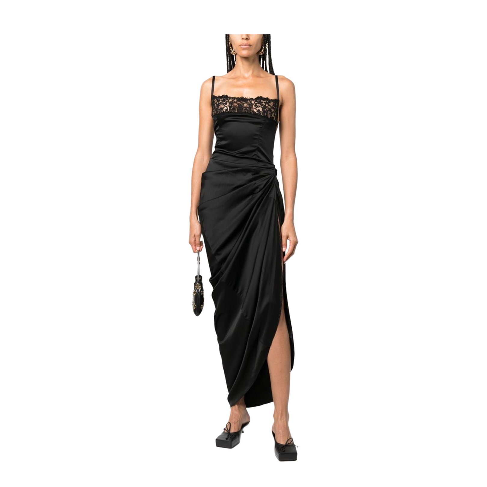 Floral-Embroidered Asymmetric Dress