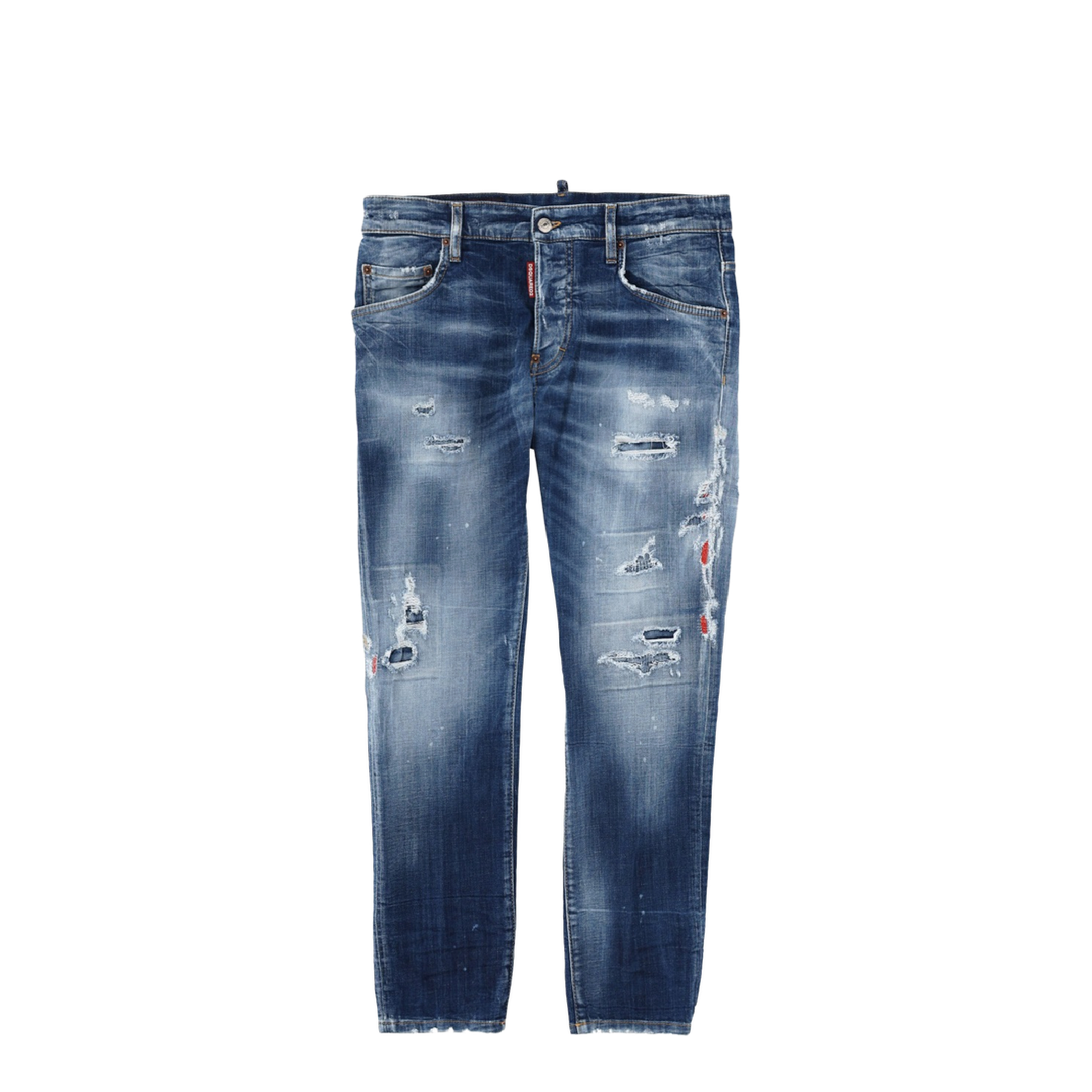 Skater Jeans in Medium Blue with Destroyed Details