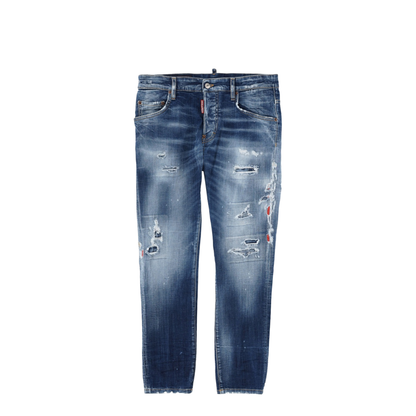 Skater Jeans in Medium Blue with Destroyed Details