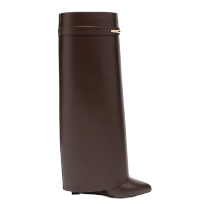 Shark Pinch Leather Boots In Ebony Brown
