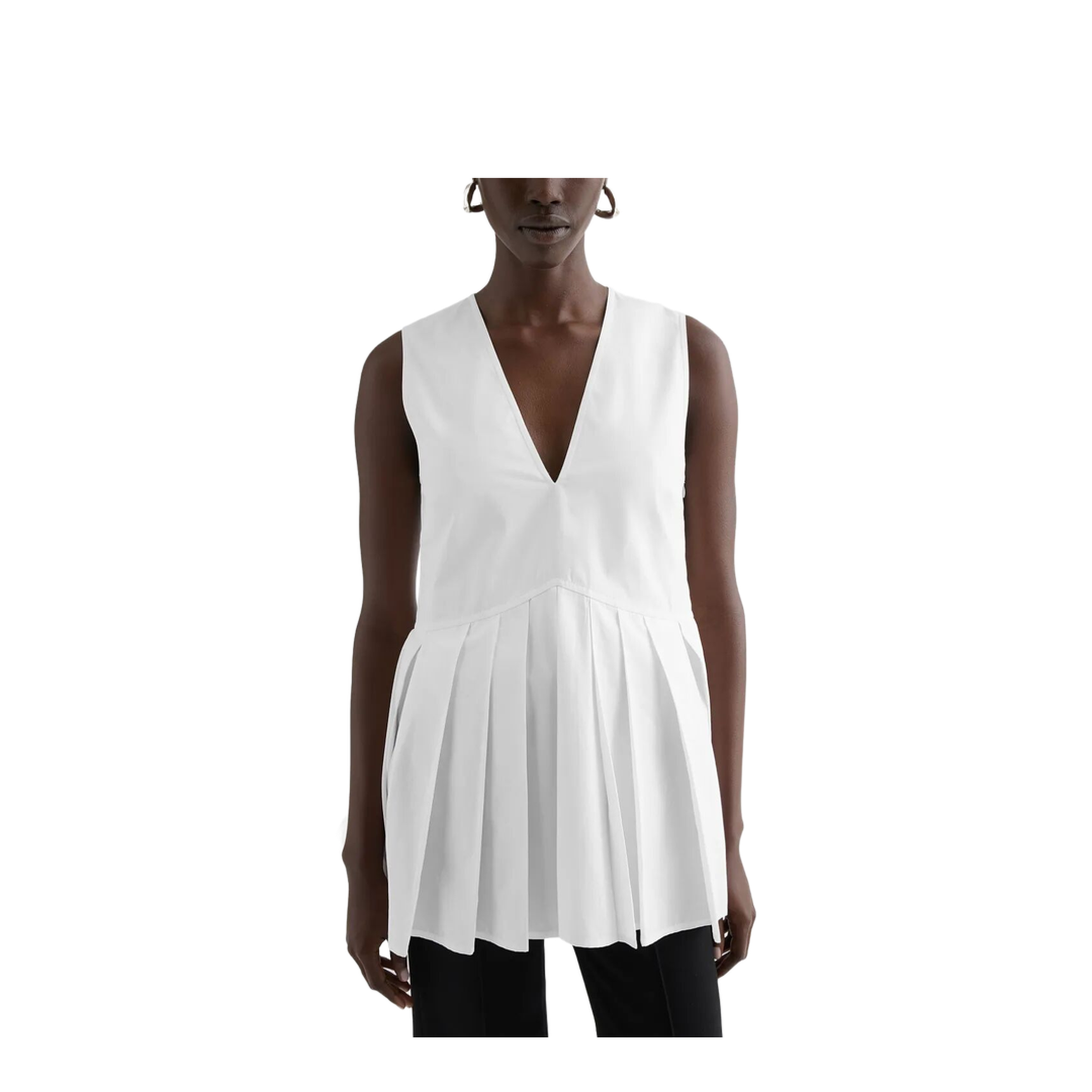 Cotton Poplin Pleated Top Woman