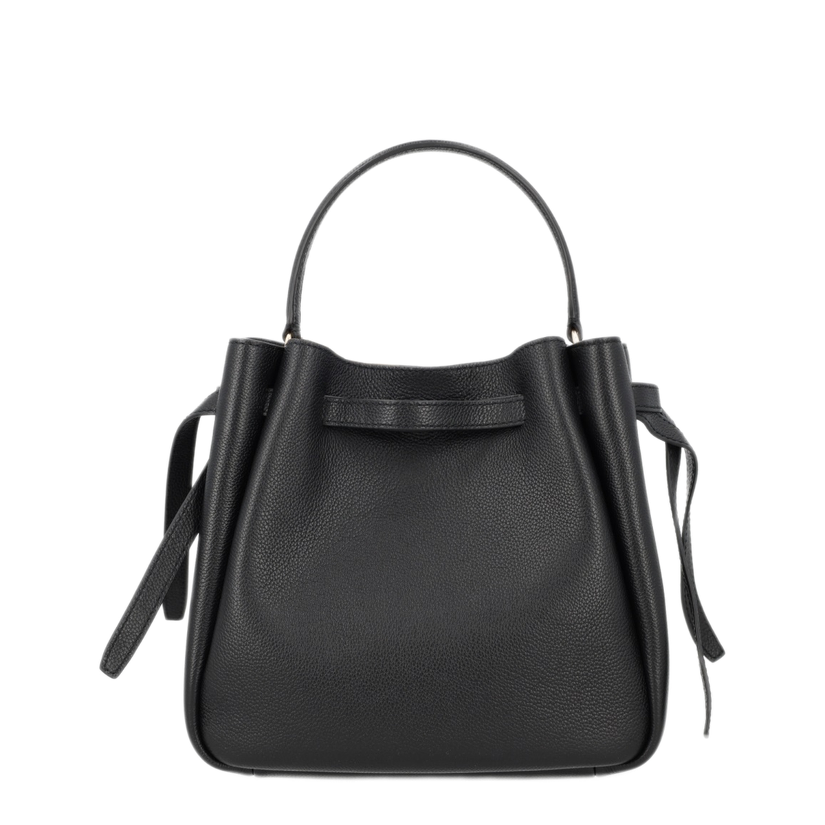 Romy Pebbled Leather Bucket Bag - Black