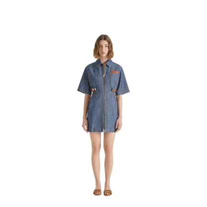 Navy Blue Chambray Dress