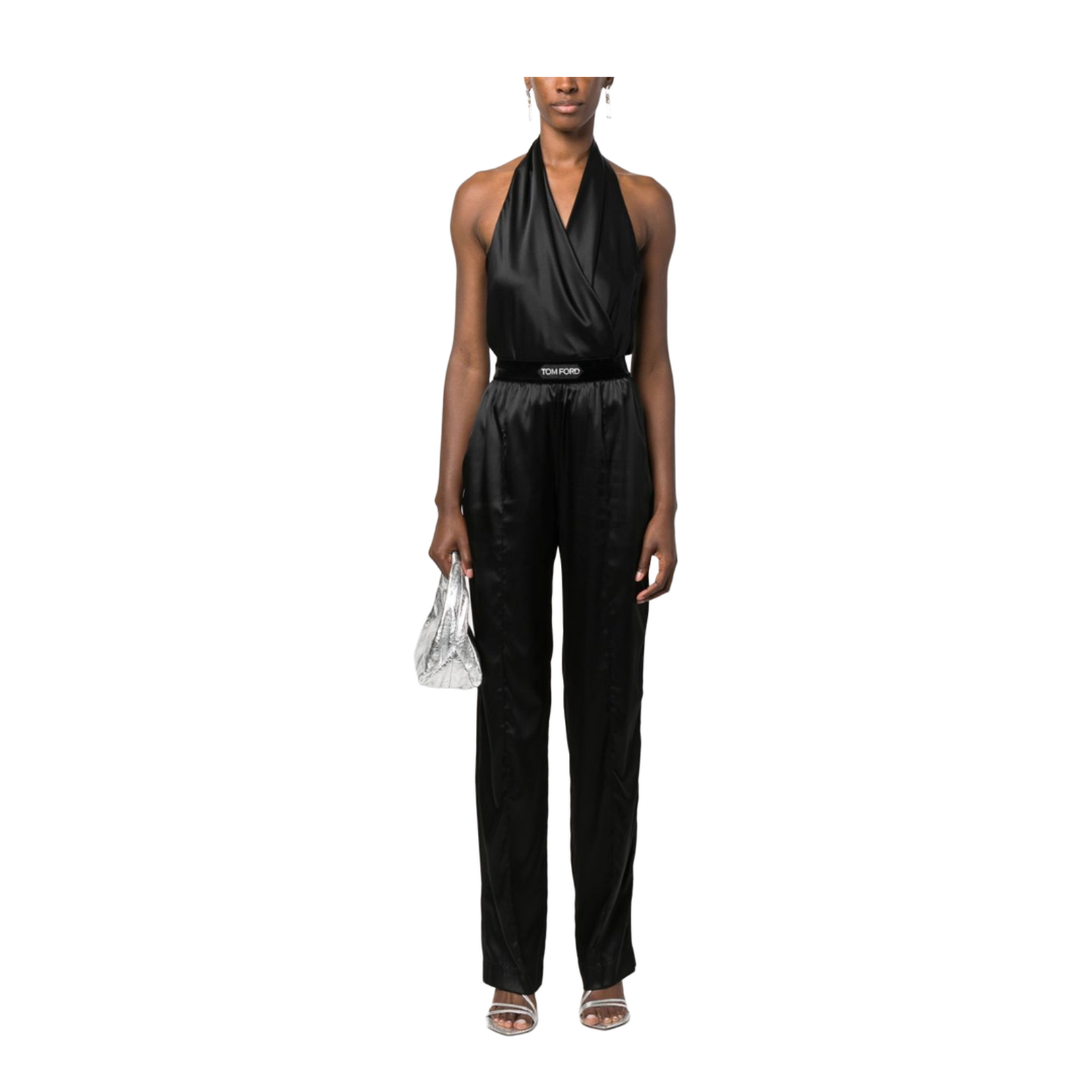 High-Waisted Straight-Leg Silk Trousers