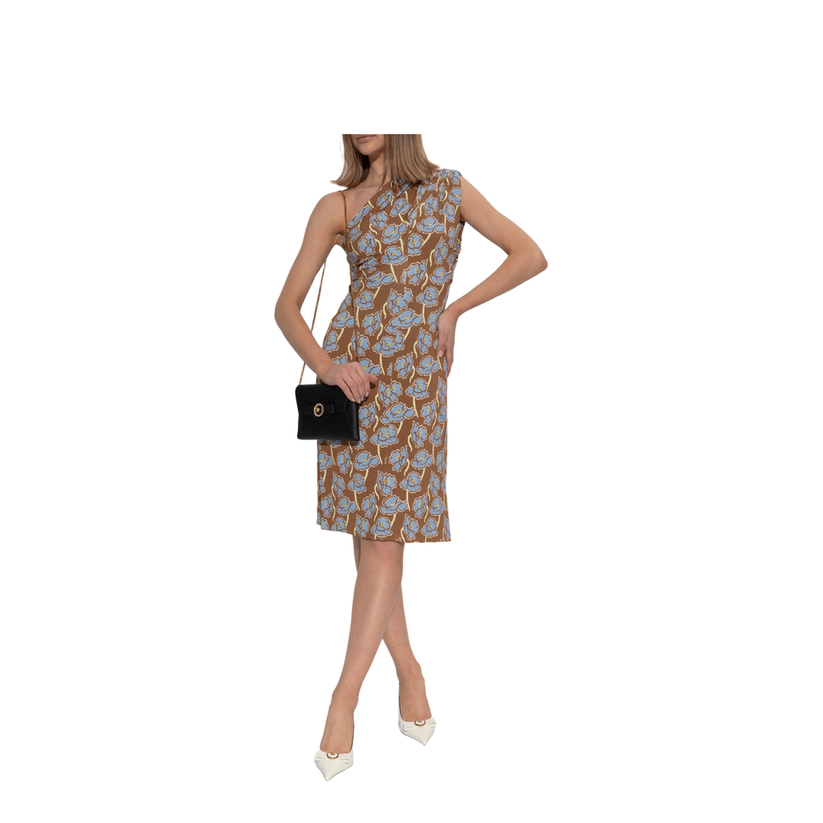 One Shoulder Dress in Multicolor Fabric